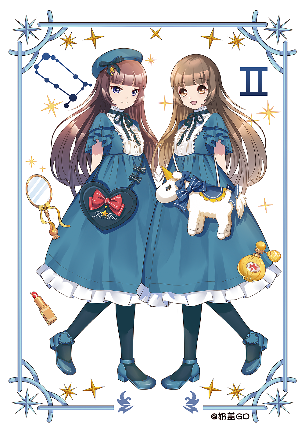 十二星座系类——双子座（图ZMTgyNTU5NTUy） - 商业插画 - 站酷设计师奶盖GD原创素材 - 站酷ZCOOL