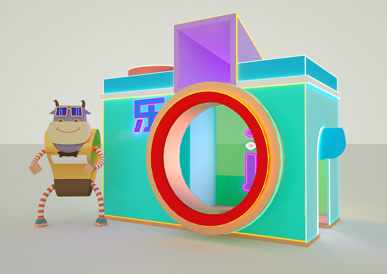 圣诞新年美陈,2021生肖ip设计|三维|场景|侠客行不行_原创作品-站酷