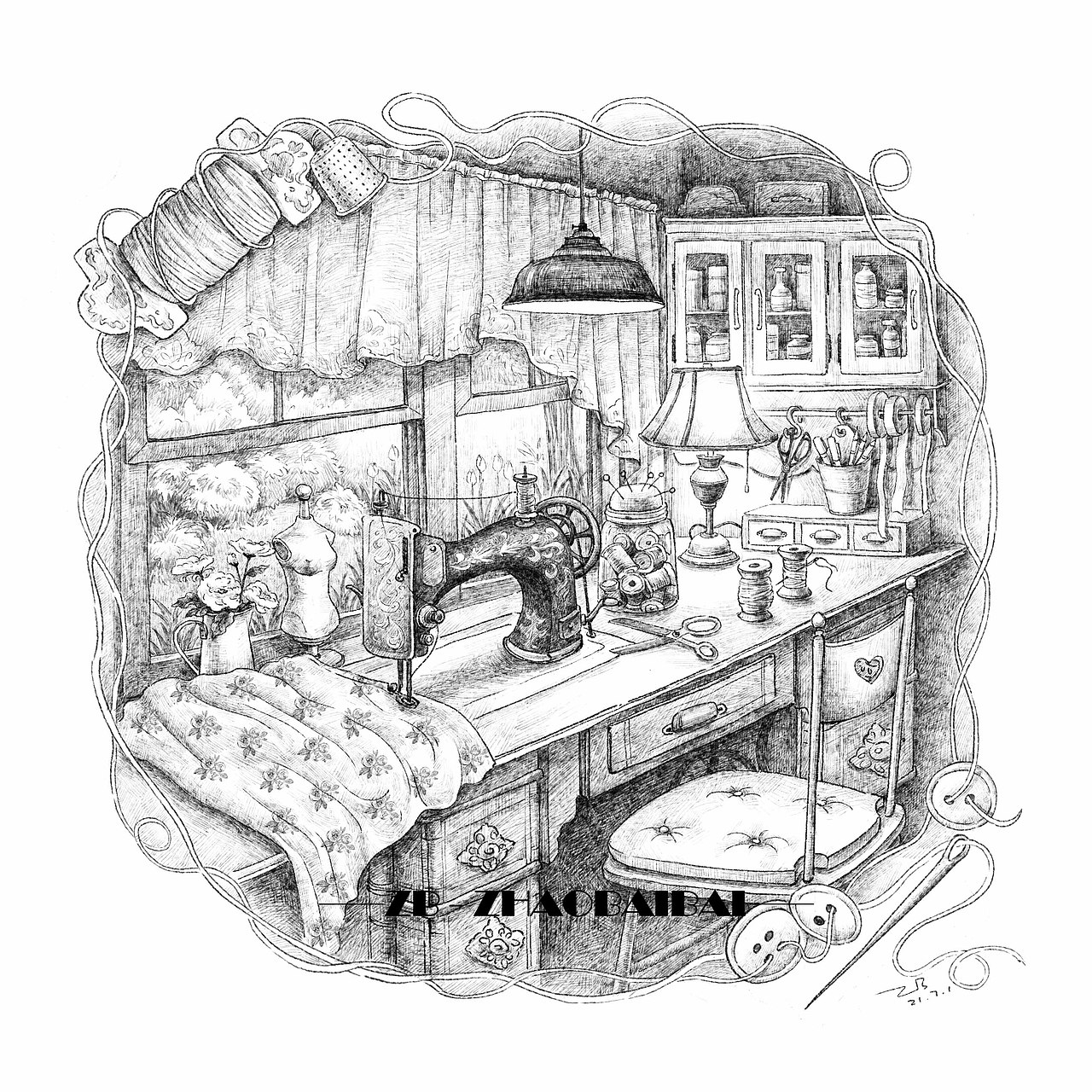 缝纫机的声音（图ZMjcxNzkyNjA0） - 艺术插画 - 站酷设计师双吉我吃俩原创素材 - 站酷ZCOOL