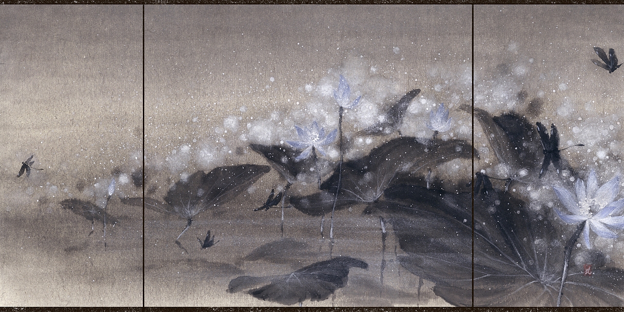 新国画 | 在水一方 | 手绘国风古风水墨画场景艺术屏风（图ZMTU4MjkzMzg4） - 艺术插画 - 站酷设计师何塞特Herset原创素材 - 站酷ZCOOL