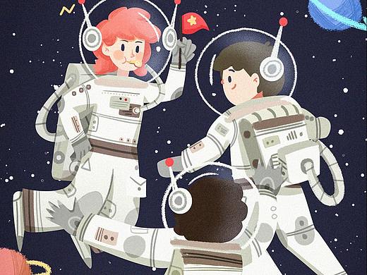 我们都是时空旅人 闪屏创作（含步骤）（个人主页-ZNDQxNTA2MjQ=） - 商业插画 - 站酷设计师米线儿1128原创素材 - 站酷ZCOOL