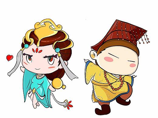 Q版手绘兵马俑、秦始皇、杨玉环