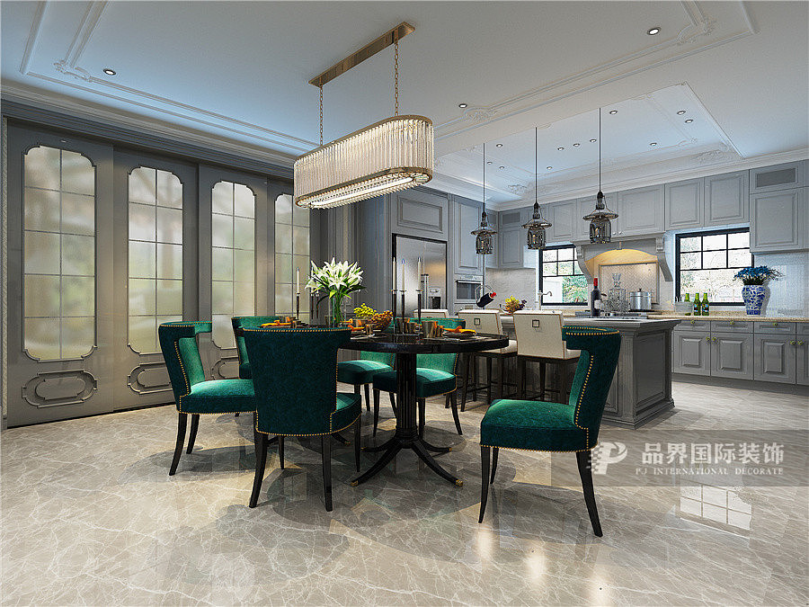 天伦庄园245平叠墅美式风格装修设计案例