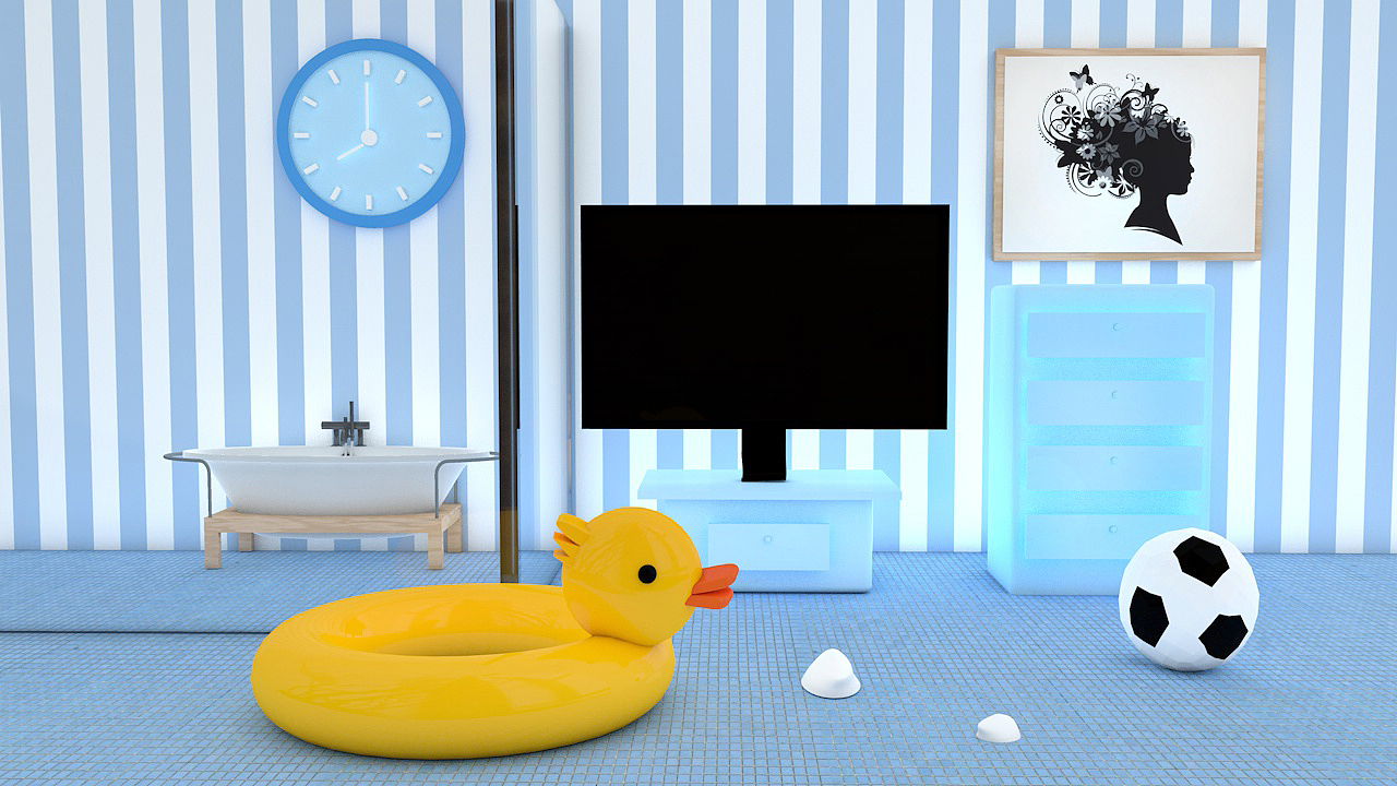 室内建模练习——蓝色房间（图ZMTM1MDA2MzQ0） - 场景 - 站酷设计师于逗逗Yhy原创素材 - 站酷ZCOOL