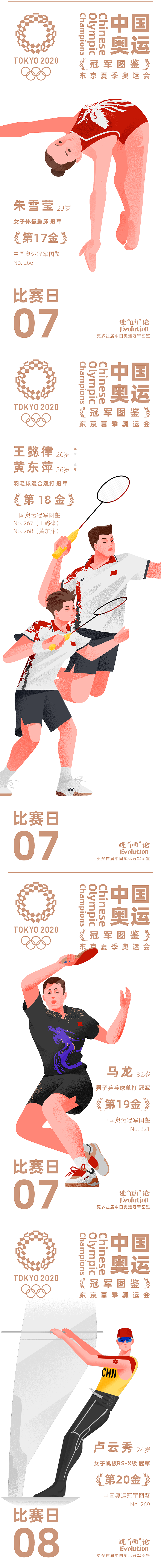 中国奥运冠军图鉴-2020东京奥运会篇(图ZMjY2MDIyNTM2) - 商业插画 - 站酷设计师夏木叶子原创素材 - 站酷ZCOOL