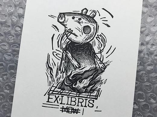 黑白木刻藏书票