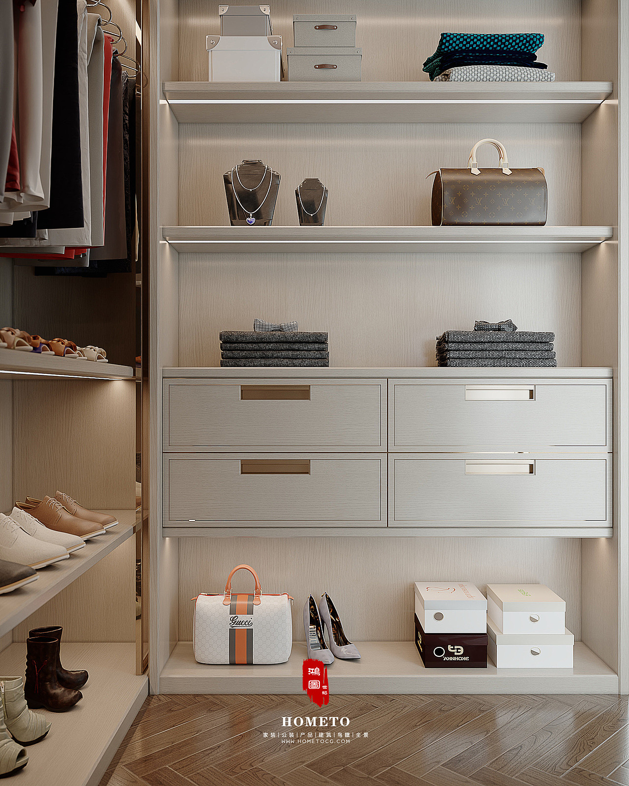 嘉定区 · 绿地天呈 - 主卧 / 衣帽间（图ZMjE5MjQzNjA0） - 家装设计 - 站酷设计师鸿图世纪原创素材 - 站酷ZCOOL