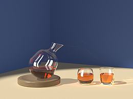 继续画酒瓶酒杯