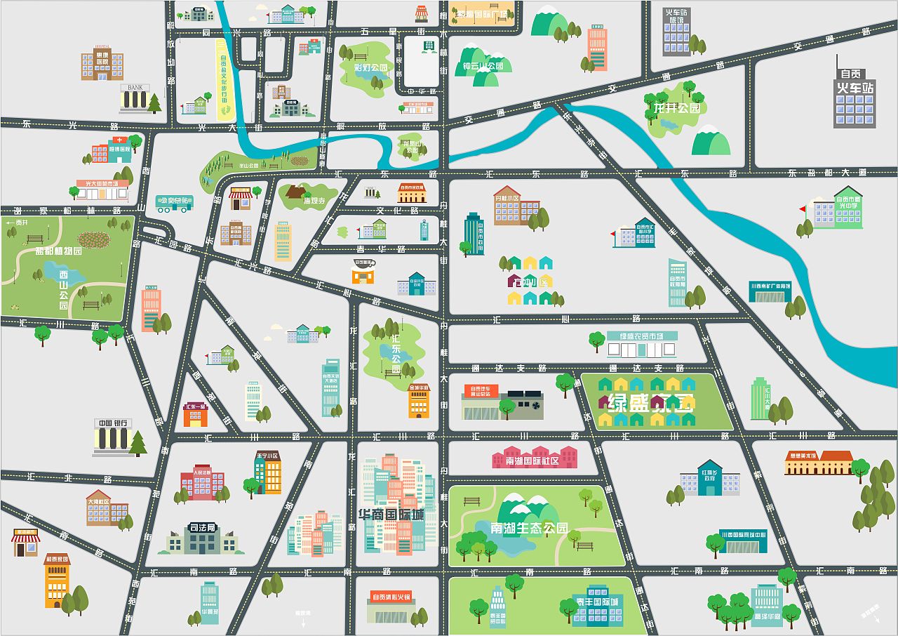 手绘地图（图ZMTE2NjAyOTMy） - 宣传物料 - 站酷设计师朱朱九八原创素材 - 站酷ZCOOL