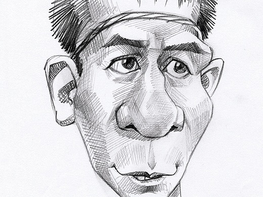 演员明显素描漫像似颜绘 肖像漫画 大叔漫画王西振