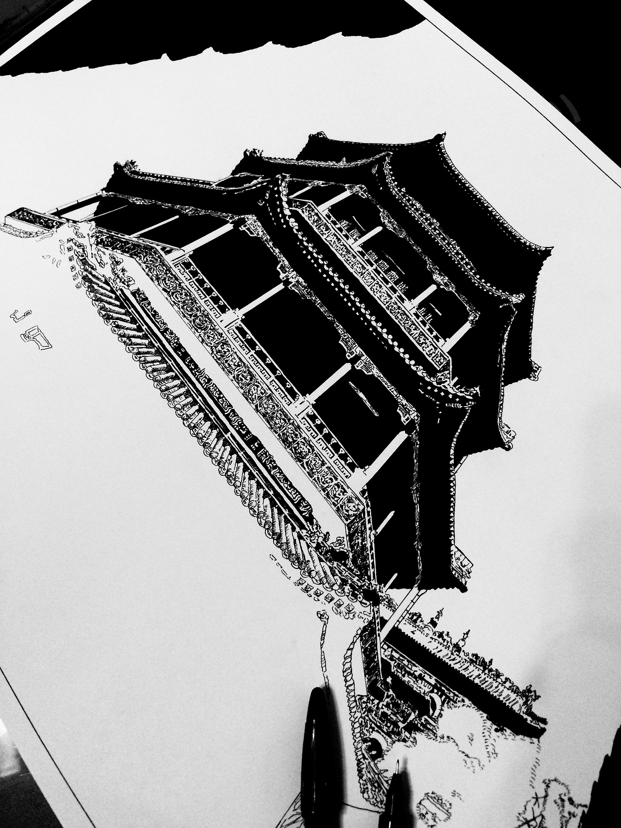 古建筑黑白涂鸦（图ZNjcwMjA2MDA=） - 绘画 - 站酷设计师loong_原创素材 - 站酷ZCOOL