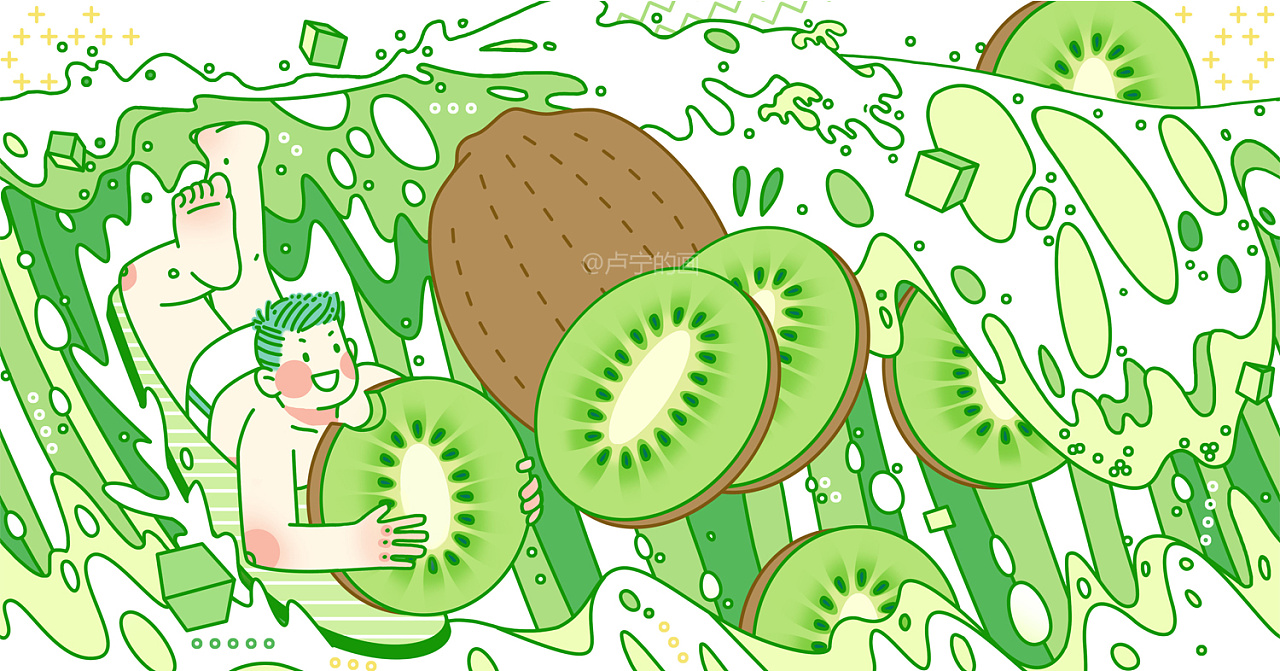 >主题是七色彩虹健康果汁 br>喜欢这系列果汁包装插画的你快联系我吧