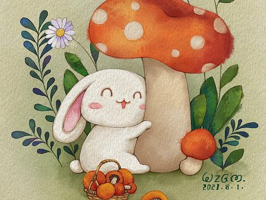 采到大蘑菇（個(gè)人主頁(yè)-ZNTQ0Njk5MDg=） - 兒童插畫(huà) - 站酷設(shè)計(jì)師文字過(guò)敏原創(chuàng)素材 - 站酷ZCOOL