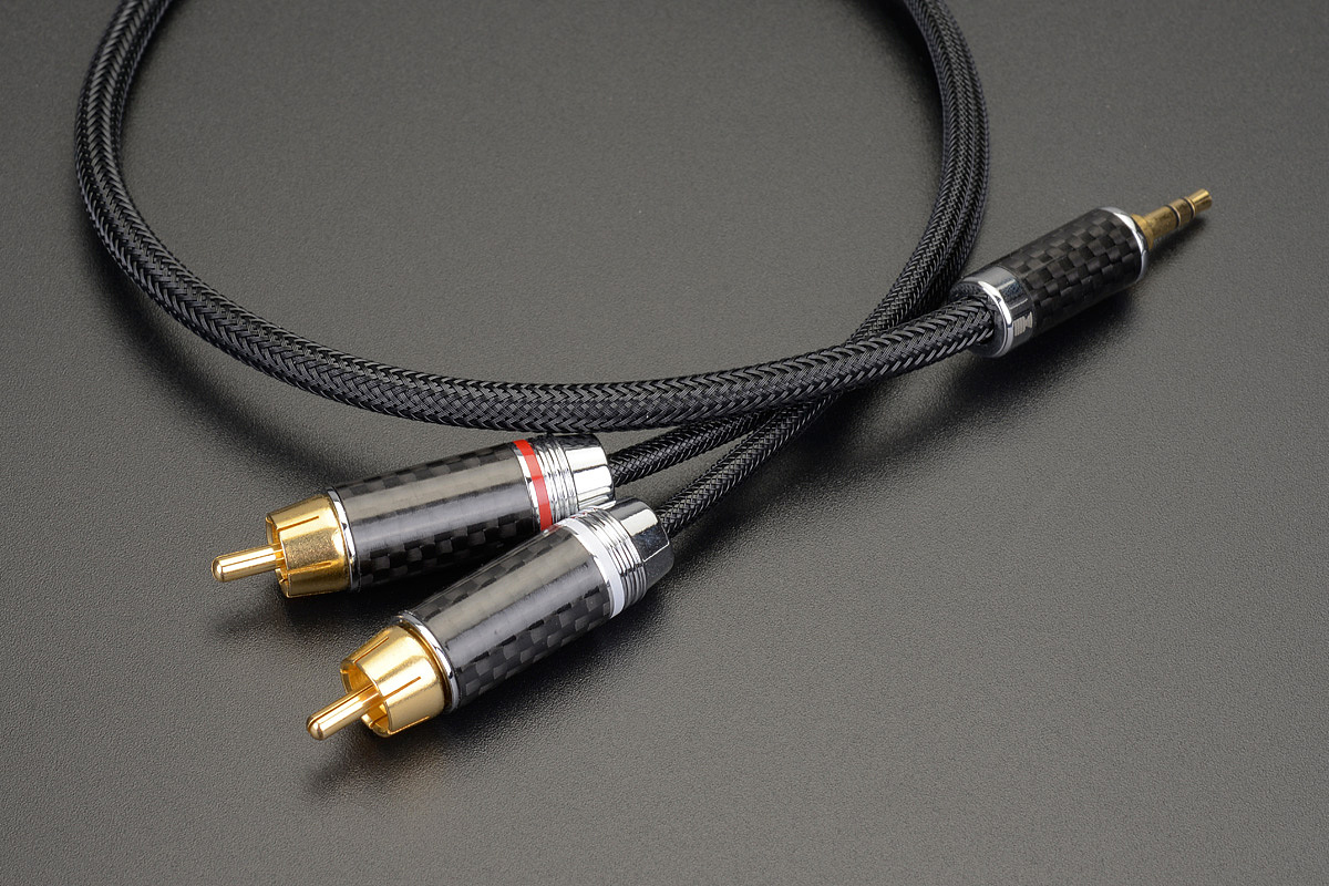 碳纤维3.5mm一分二音频线