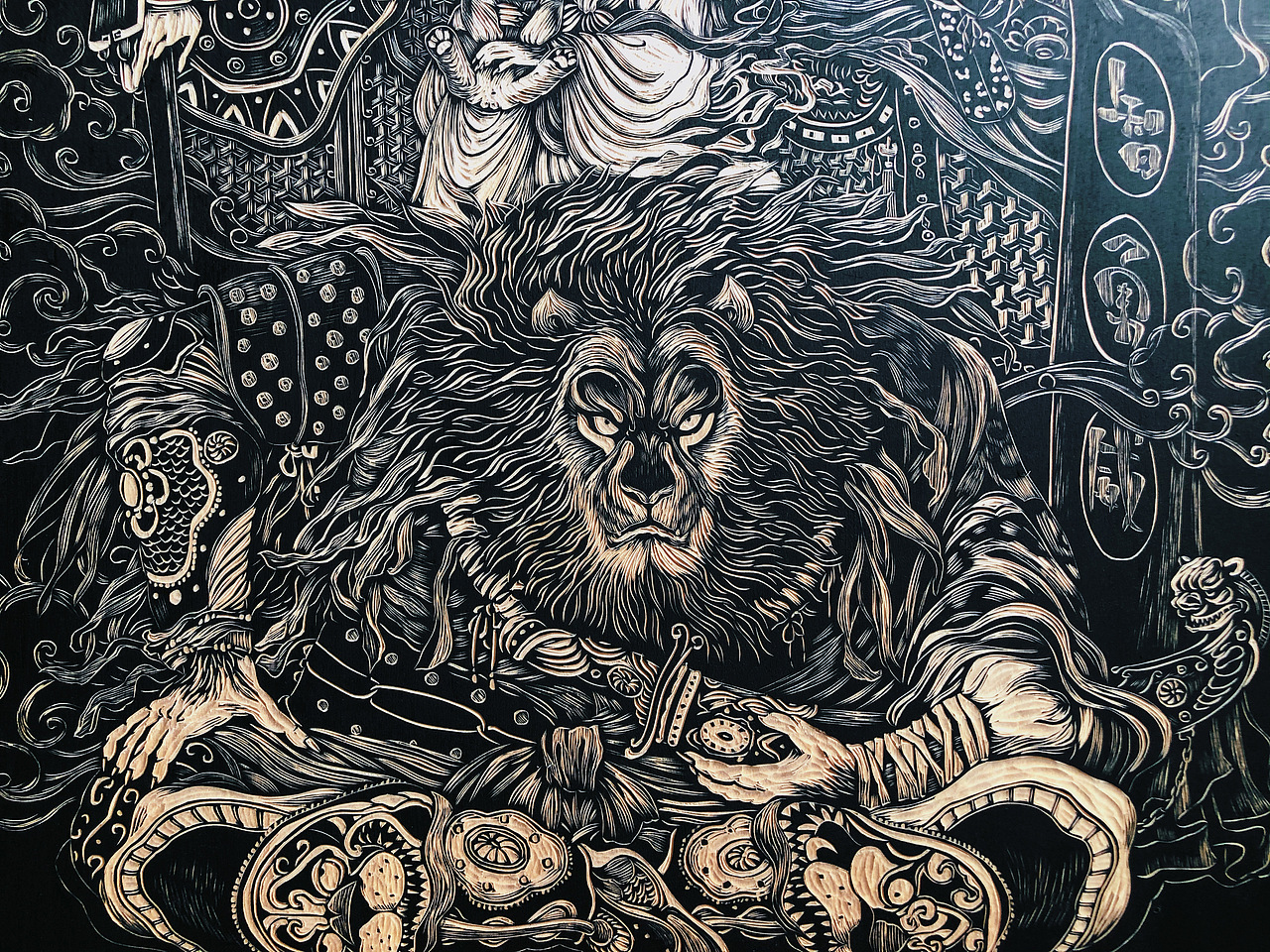 手工雕刻定制黑白木刻版画制作分享