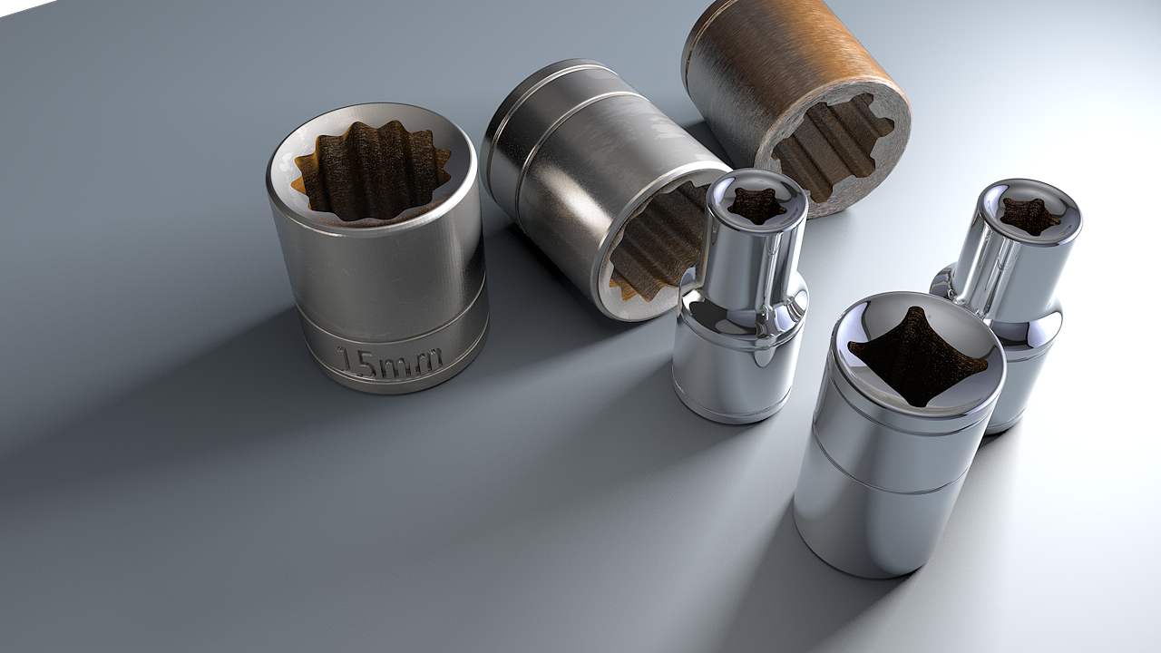 C4D  物理渲染器 渲染的工业部件