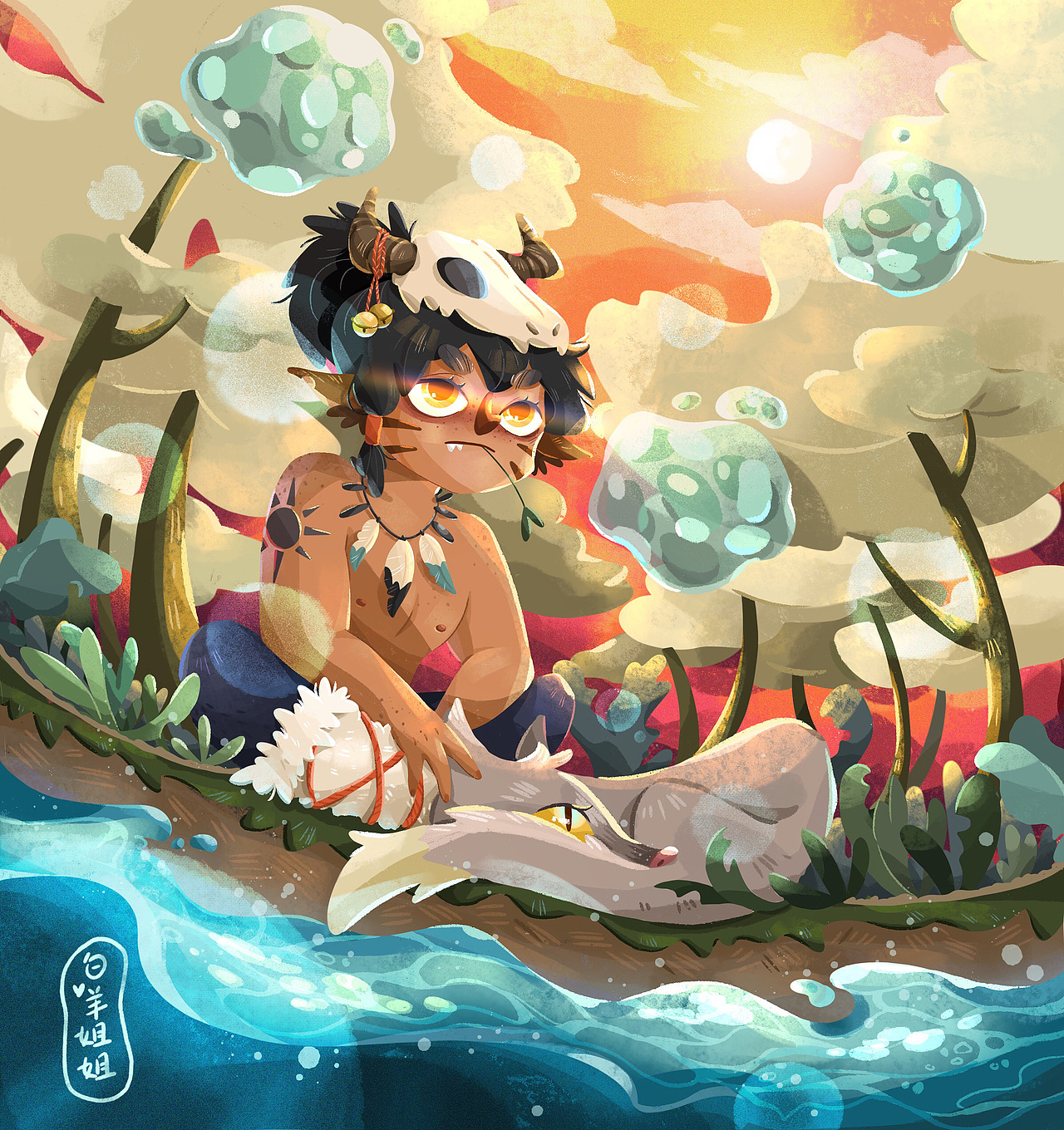 复古色系插画（图ZMjMxOTQ1NzMy） - 儿童插画 - 站酷设计师一只大白羊原创素材 - 站酷ZCOOL