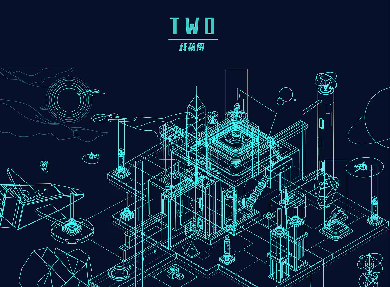 25d插画未来空间站