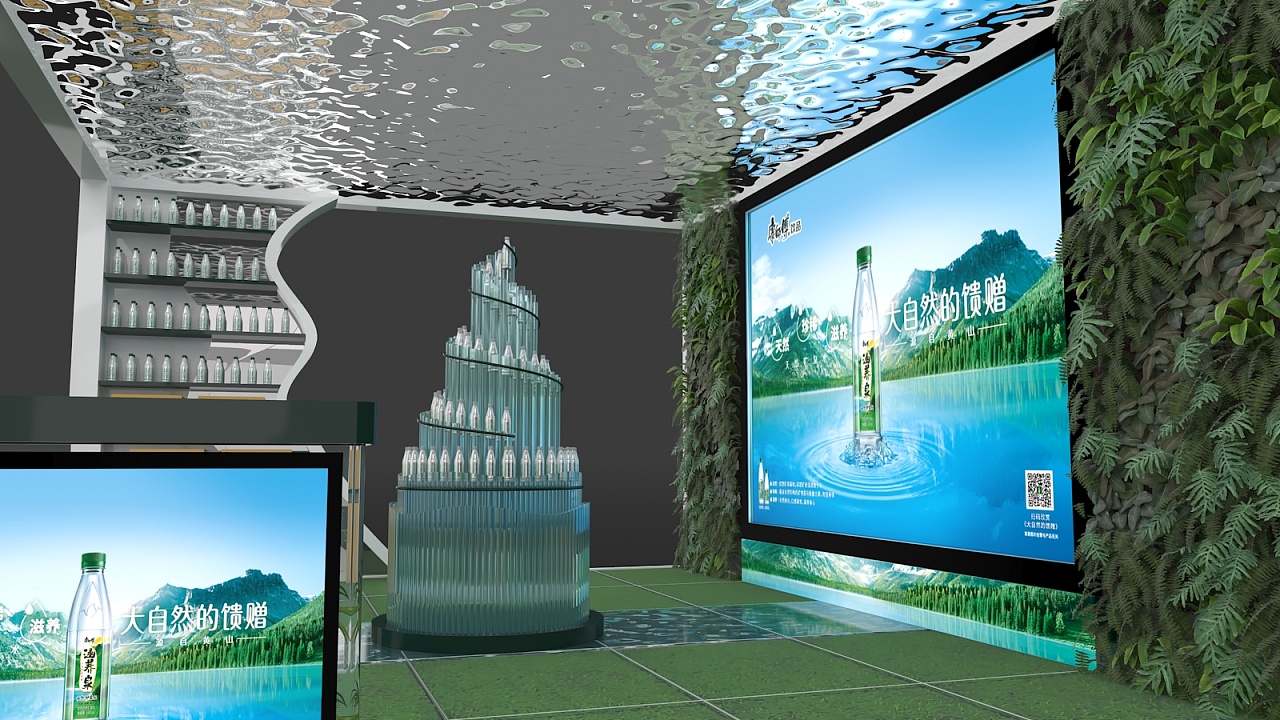 因为产品是矿泉水,所以做了很多水元素进去,最大化突出泉水的产品特性