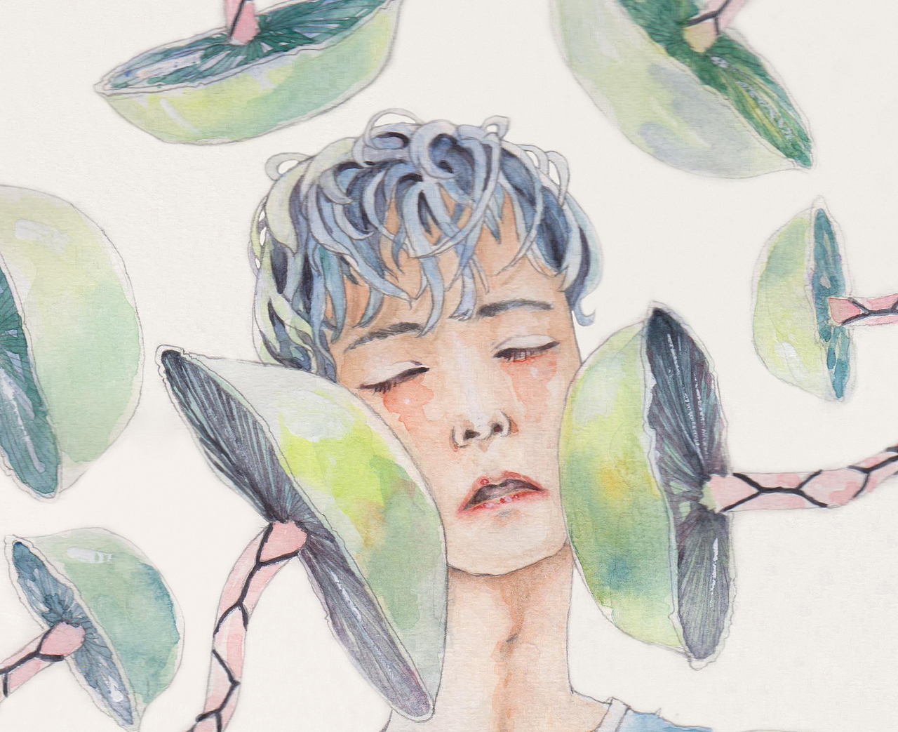 水彩插画-《蘑菇与少年系列》（图ZNjE4ODIxMjA=） - 艺术插画 - 站酷设计师包装设计师靖娣原创素材 - 站酷ZCOOL