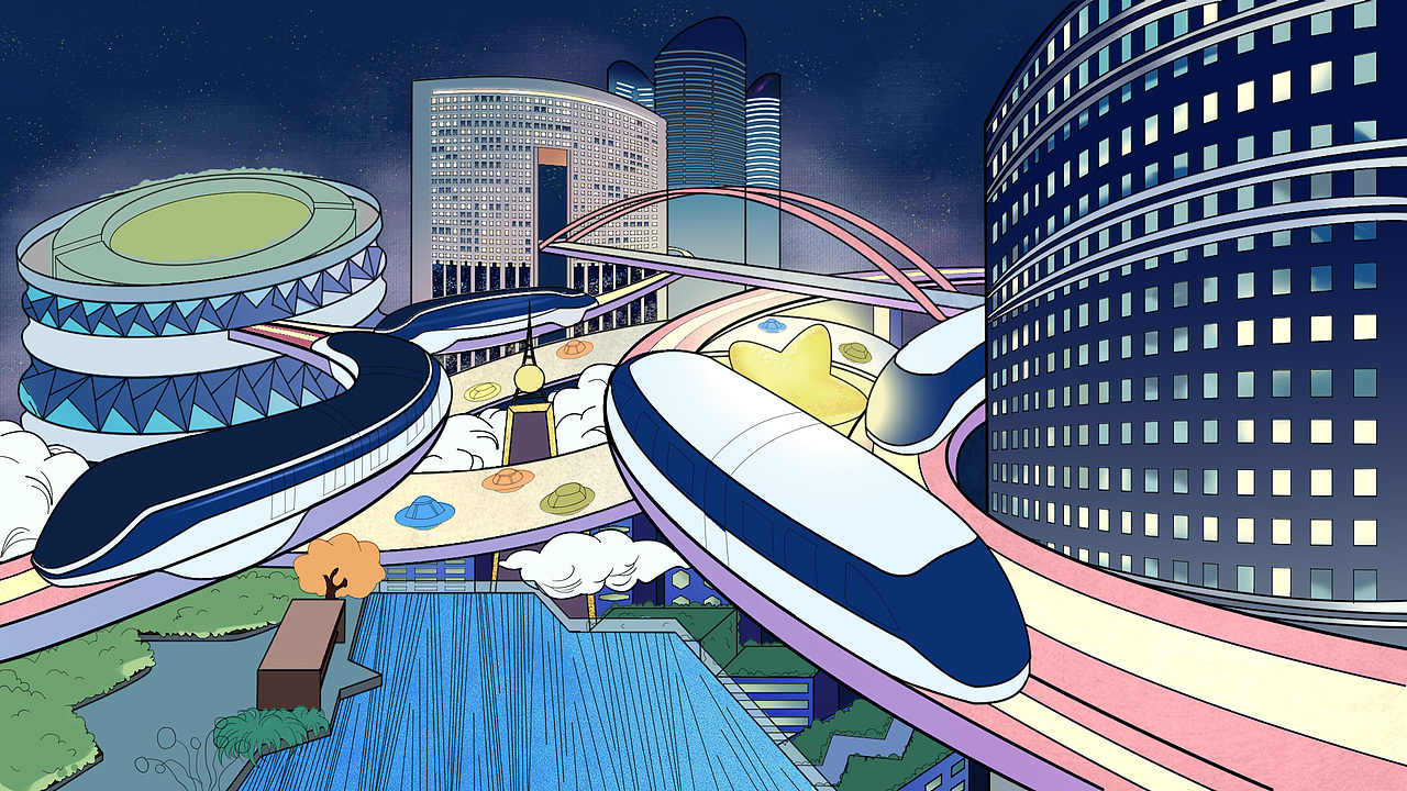 比亚迪——“筑梦云端，城就未来”插画参赛稿（图ZMTQ5OTkzNTc2） - 创作习作 - 站酷设计师柳织夏原创素材 - 站酷ZCOOL