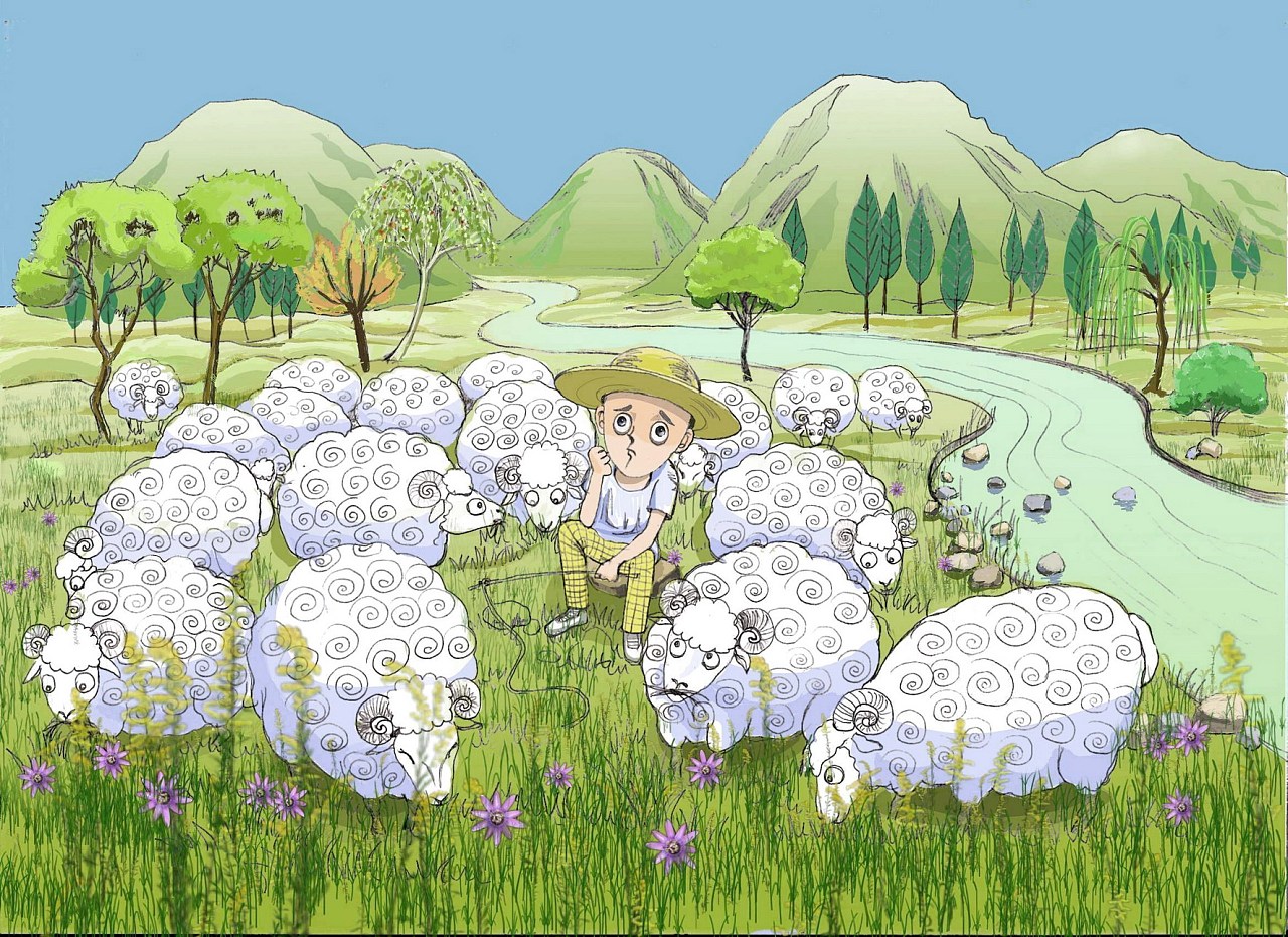 教你画一只可爱温顺的小绵羊简笔画 儿童DIY卡通画 肉丁儿童网