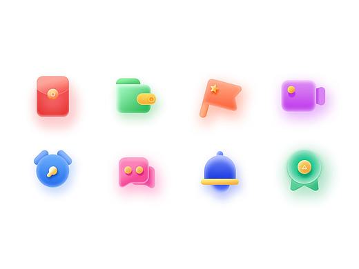 icon 图标 毛玻璃 模糊 UI 设计 轻拟物