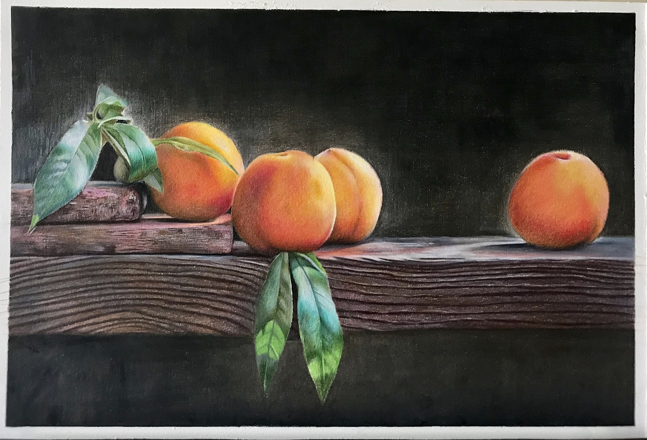 彩铅静物系列之黄桃霹雳马偏写实风格寻找彩铅大神