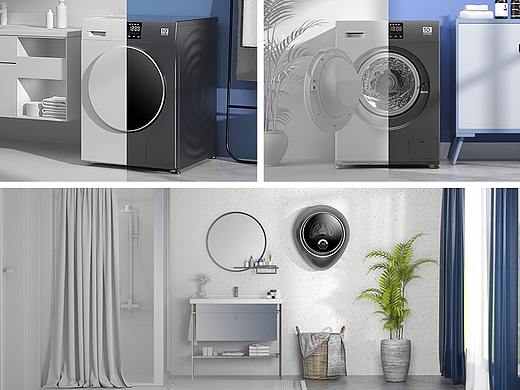 变频滚筒洗衣机/壁挂洗衣机场景渲染练习