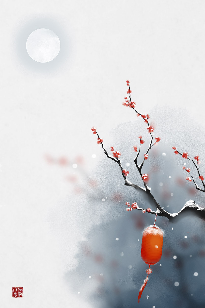 【中国风梅花插画】寻常一样窗前月,才有梅花便不同。