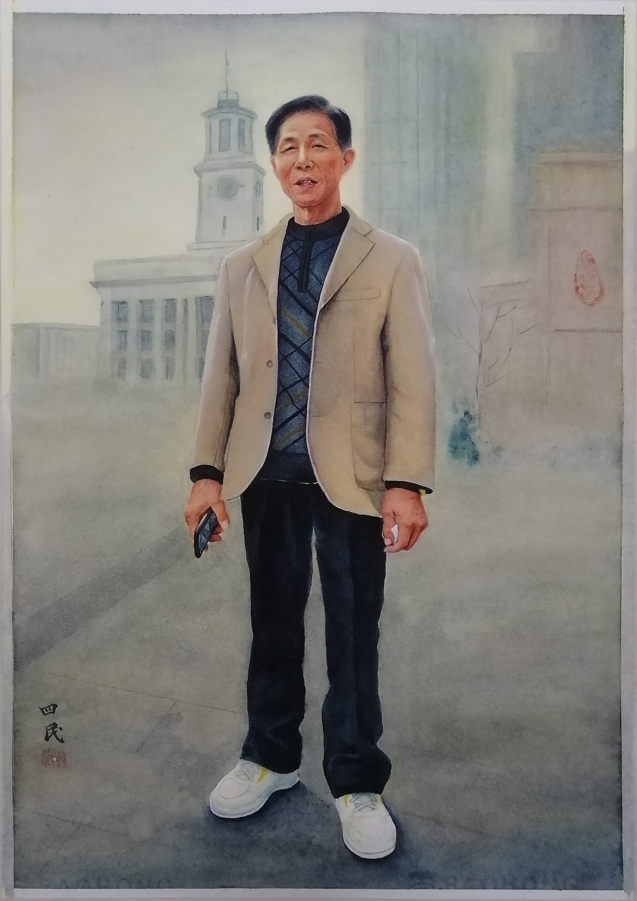 岁月凝情：父亲武汉游，我心中的巍峨之山（水彩画）（图ZMzQ5MTI0MTM2） - 绘画 - 站酷设计师插画小书童原创素材 - 站酷ZCOOL