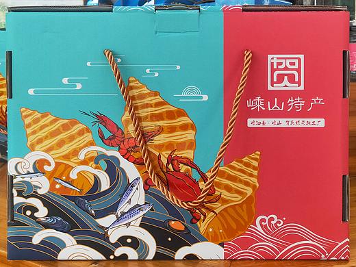 嵊山海鲜-嵊山特产插画风格包装礼盒&瓶贴