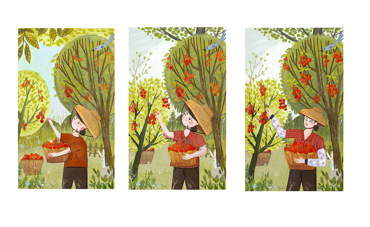 最后的线稿是甲方提供的,哈哈哈,我放一个上色的大概过程图