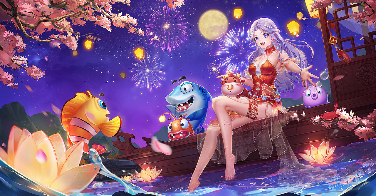 捕鱼春节登录图|插画|游戏原画|认真的幻兽 - 原创作品 - 站酷 (zcool