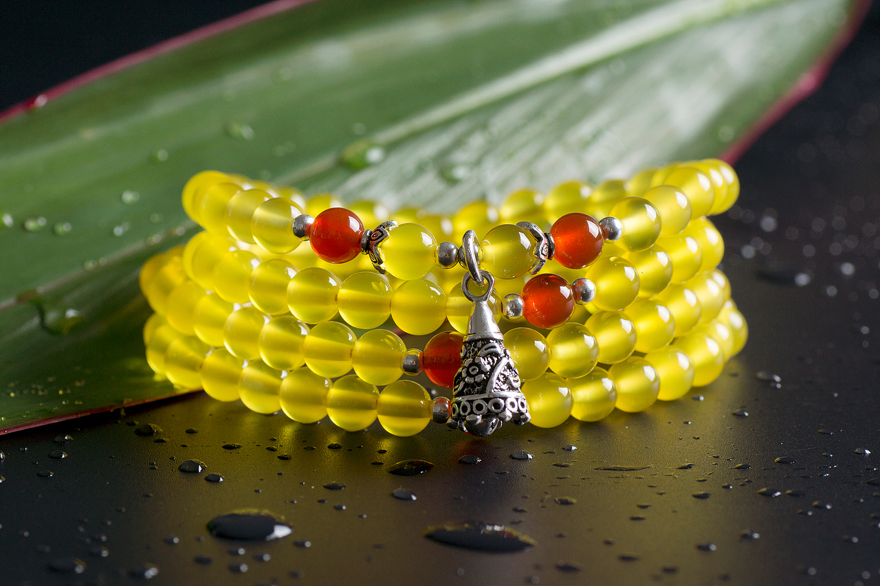 黄玛瑙108禅钟佛珠手串 珠宝拍摄 静物摄影 淘宝产品拍摄