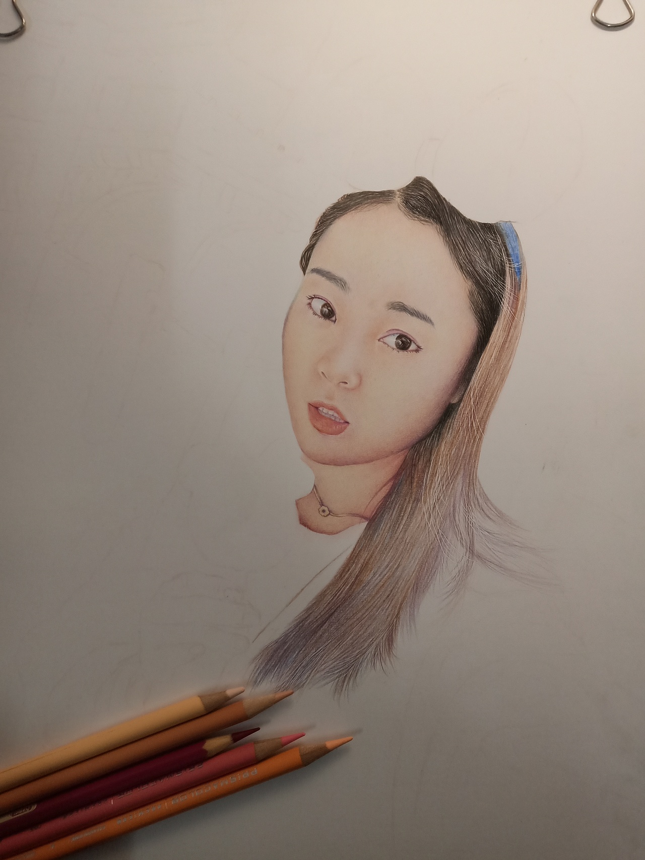 手绘作品:吃冰糕的女孩儿