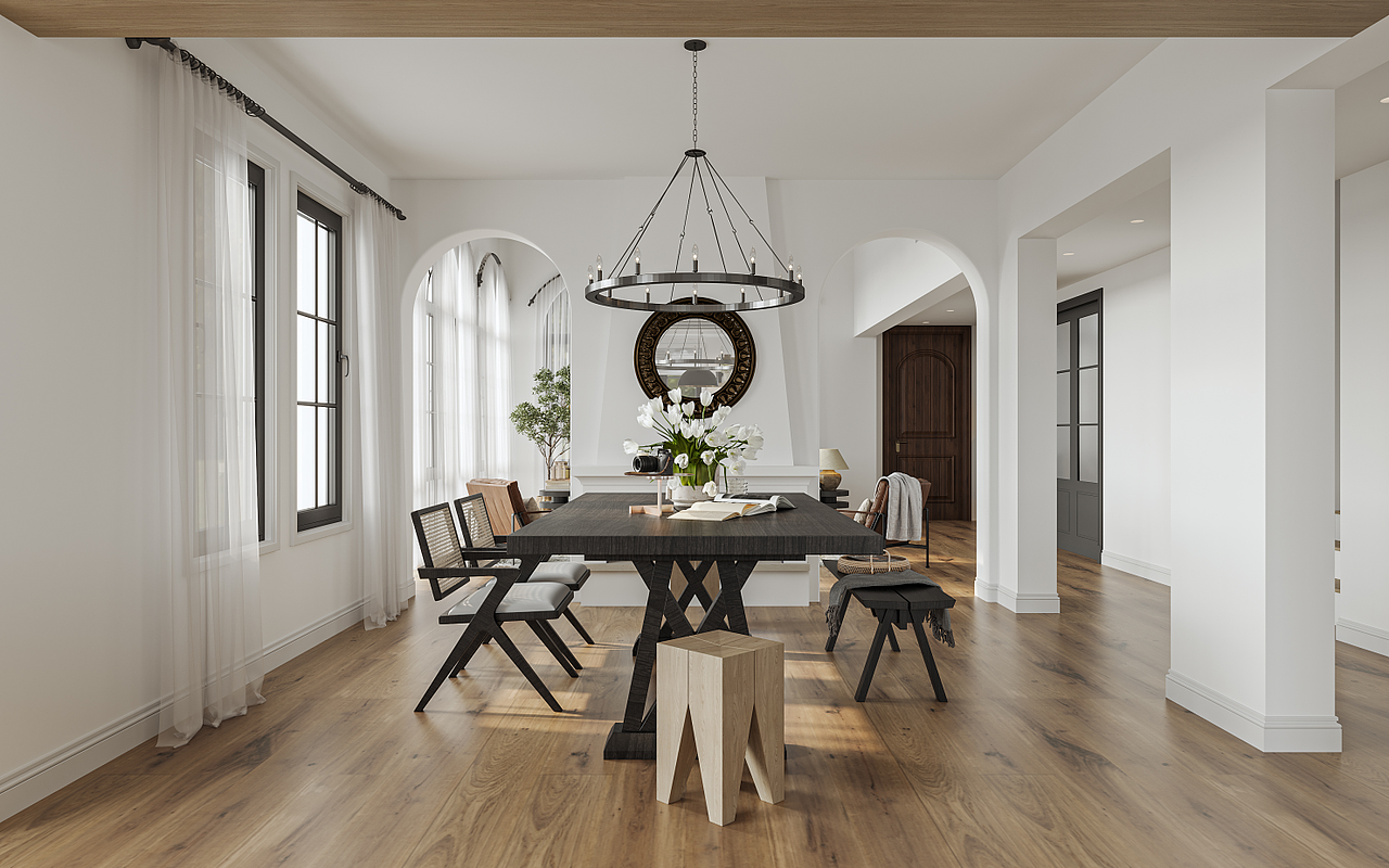 现代美式|3D渲染图