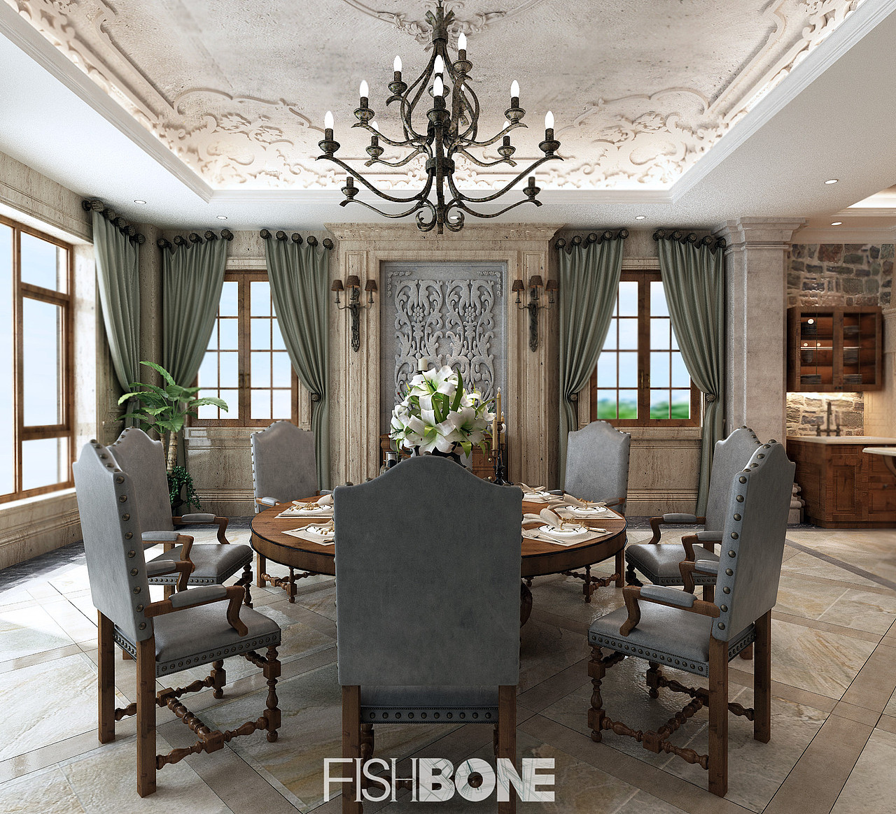 鱼骨设计-美式风格别墅（图ZMzgwMTk3NjA=） - 家装设计 - 站酷设计师鱼骨设计事务所原创素材 - 站酷ZCOOL