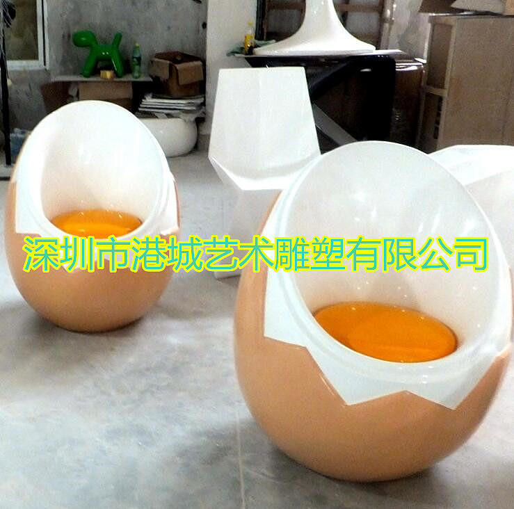 玻璃钢家具家居鸡蛋坐凳座椅休闲椅仿真蛋壳雕塑摆件