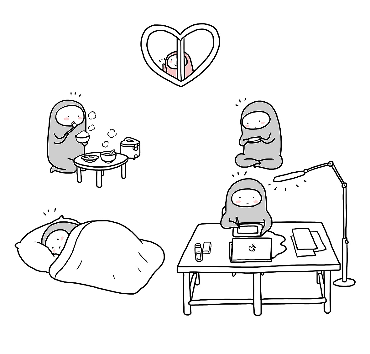 吃饭小人游戏小人睡觉小人工作小人所有人都假装没听到"恋爱是什么呢?