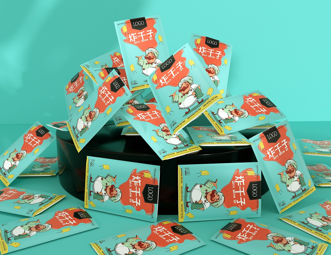 小清新、油炸食品炸钎子零食包装袋、土特产副食品包装