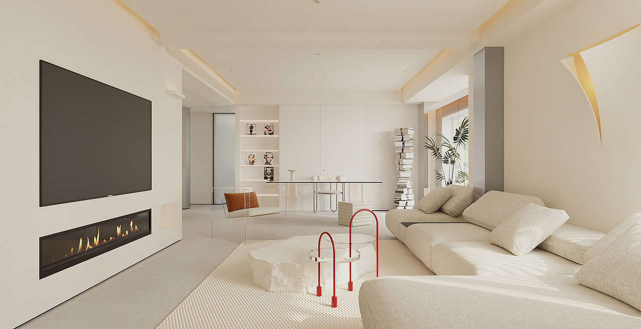 白色极简空间渲染