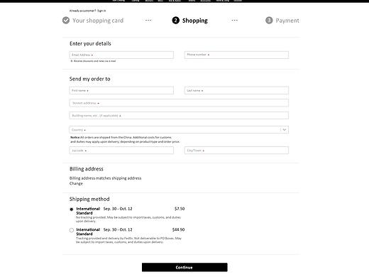 定制品牌站点UNIQWAYS-Shopping购物流程页面