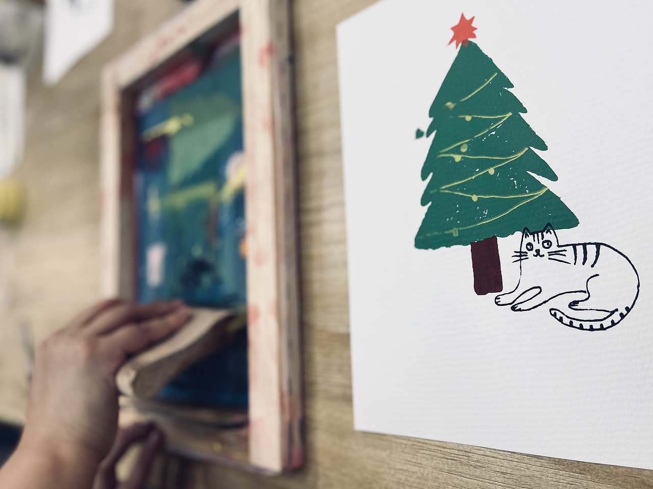 《圣誕絲網印》（圖ZMTkwODM4MjQw） - 繪畫 - 站酷設計師阿尾猿原創(chuàng)素材 - 站酷ZCOOL