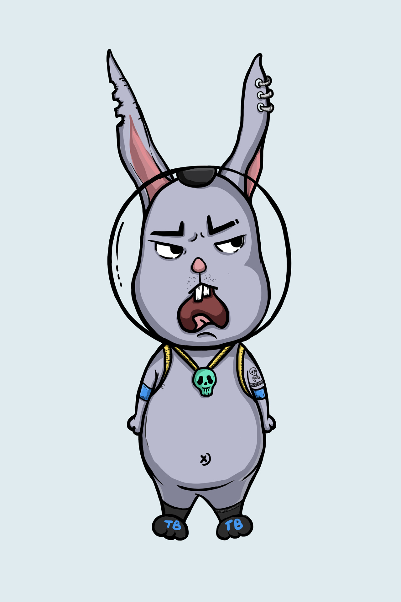 恐怖的万圣节的小兔子卡通 — 图库矢量图像© lineartestpilot #13573540
