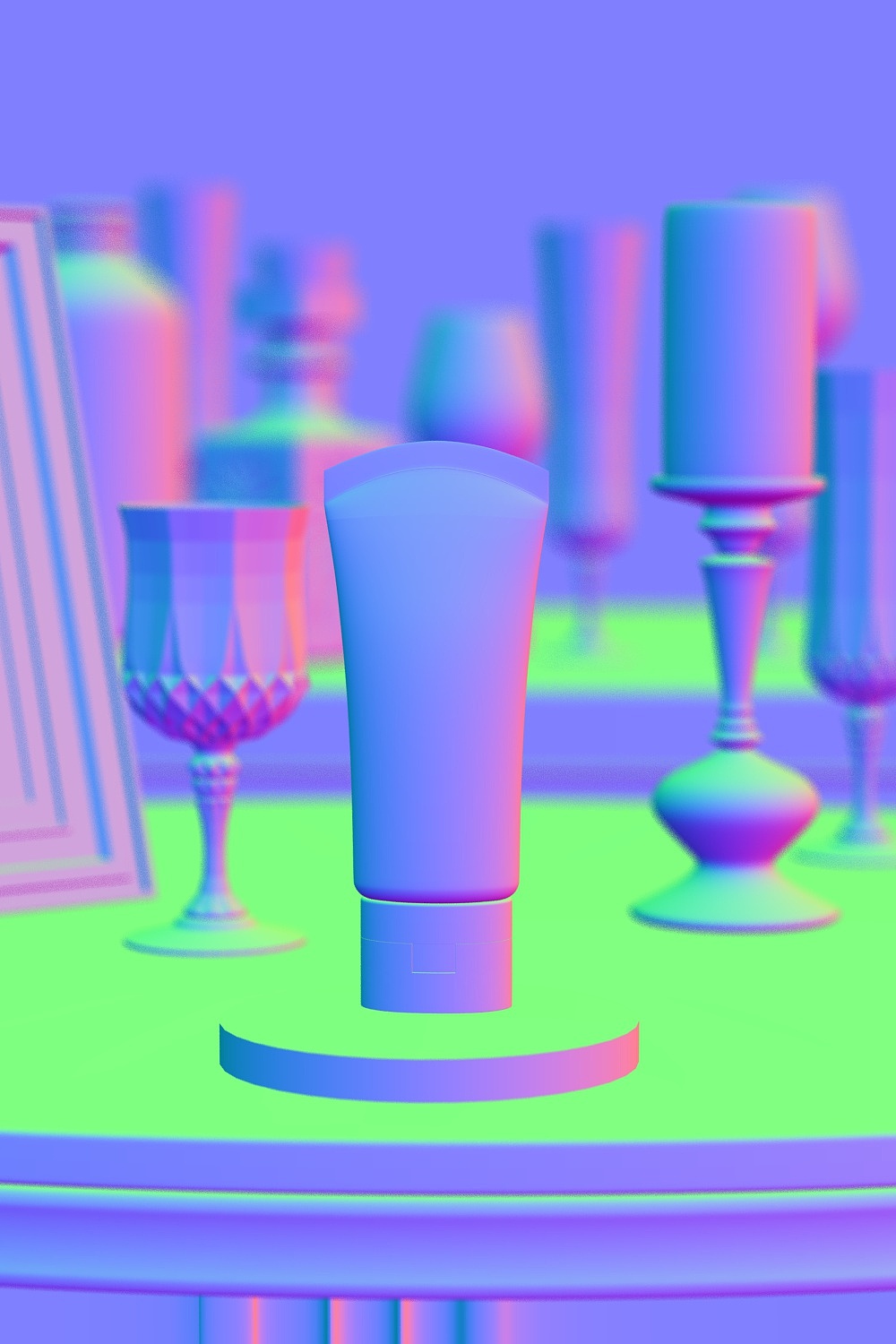 兰蔻小白管轻透水漾防晒乳霜，C4D简单场景建模渲染（图ZMjM0OTIzOTk2） - 场景 - 站酷设计师爷猫原创素材 - 站酷ZCOOL