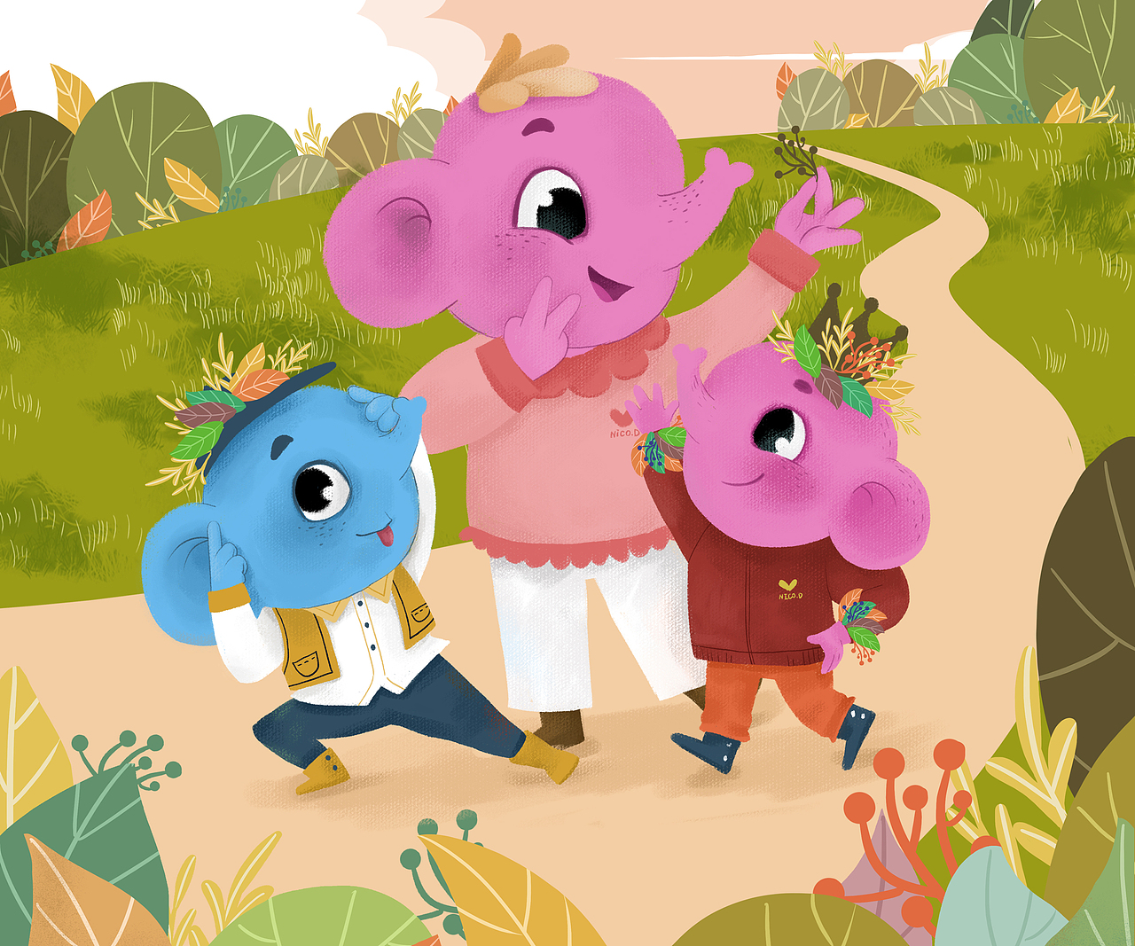 儿童插画 小象（图ZMTg1NTYxMjUy） - 儿童插画 - 站酷设计师nico兔原创素材 - 站酷ZCOOL