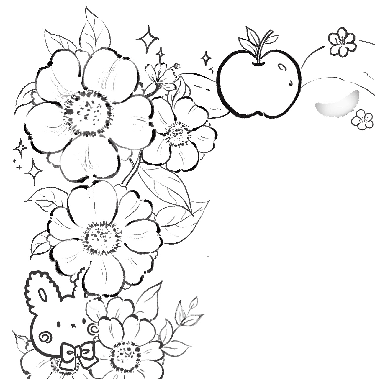 商稿-花框 童话风 古风 花卉（图ZMjczMzYxNDY4） - 商业插画 - 站酷设计师瑾玥de兔兔原创素材 - 站酷ZCOOL