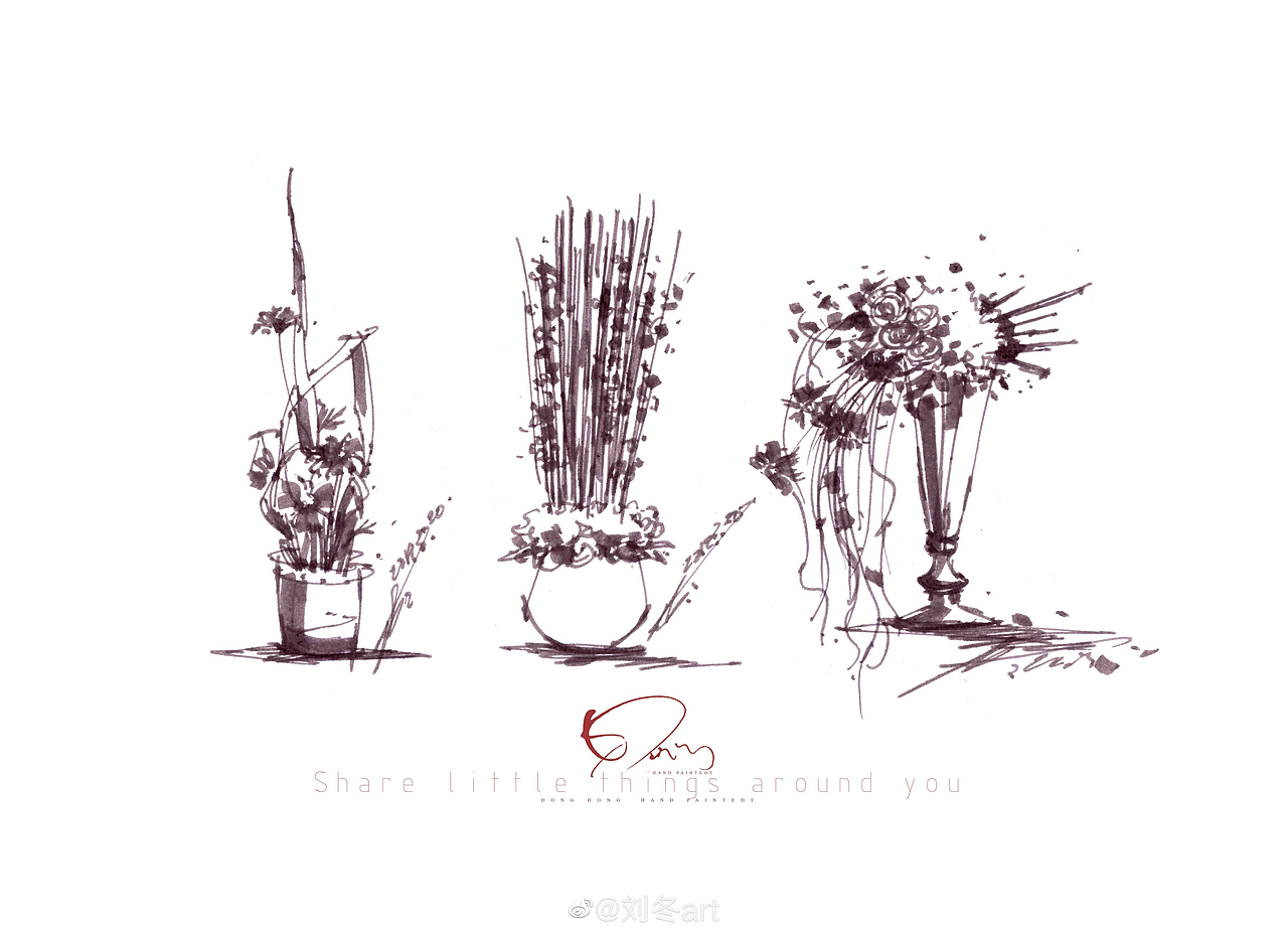 花艺手绘草图快速表达（图ZMTU5NDQ3NjMy） - 绘画 - 站酷设计师咚咚婚礼手绘原创素材 - 站酷ZCOOL