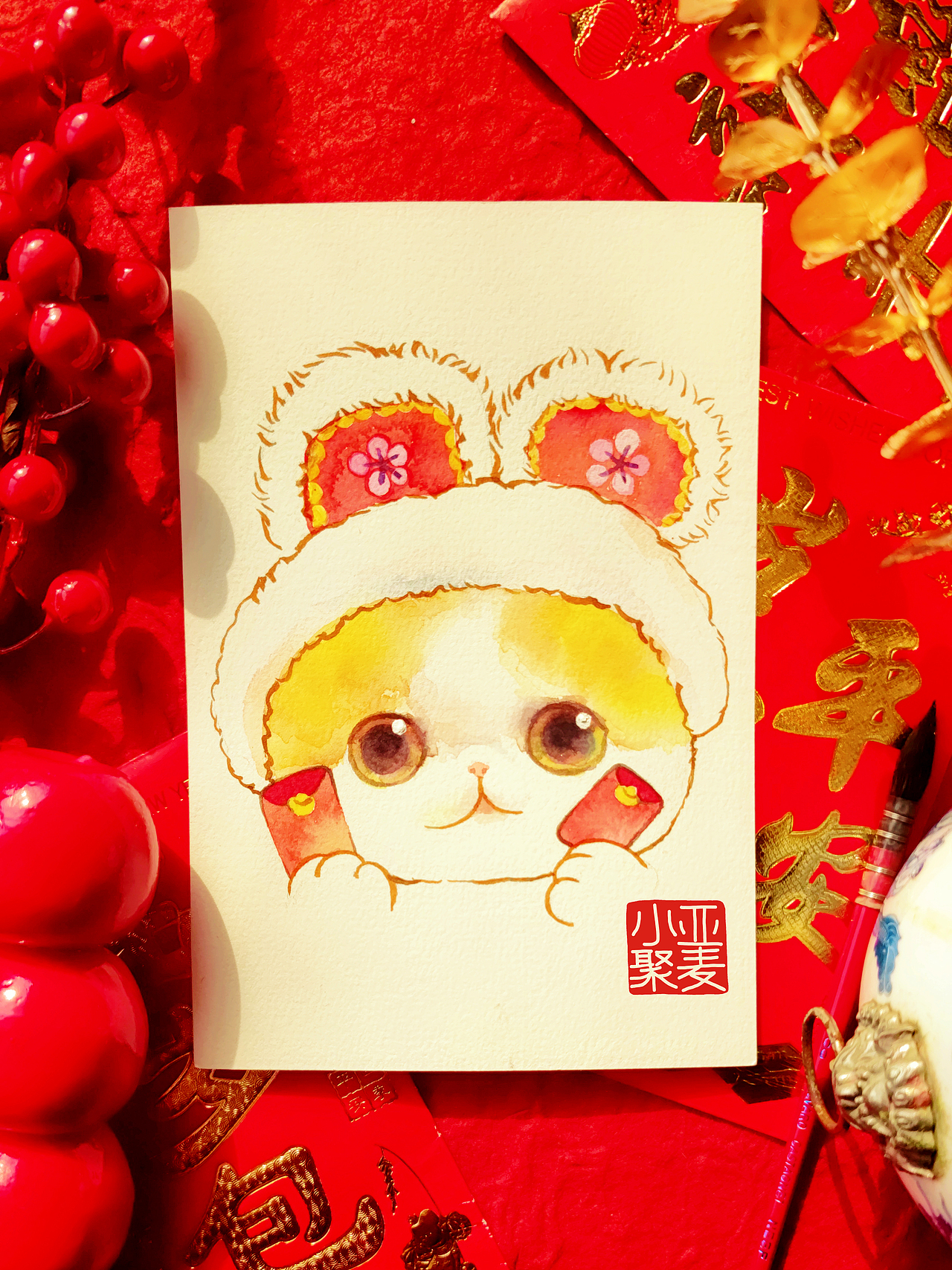 虎头帽小萌猫（图ZMjkwMDczNjc2） - 艺术插画 - 站酷设计师亚麦小聚原创素材 - 站酷ZCOOL